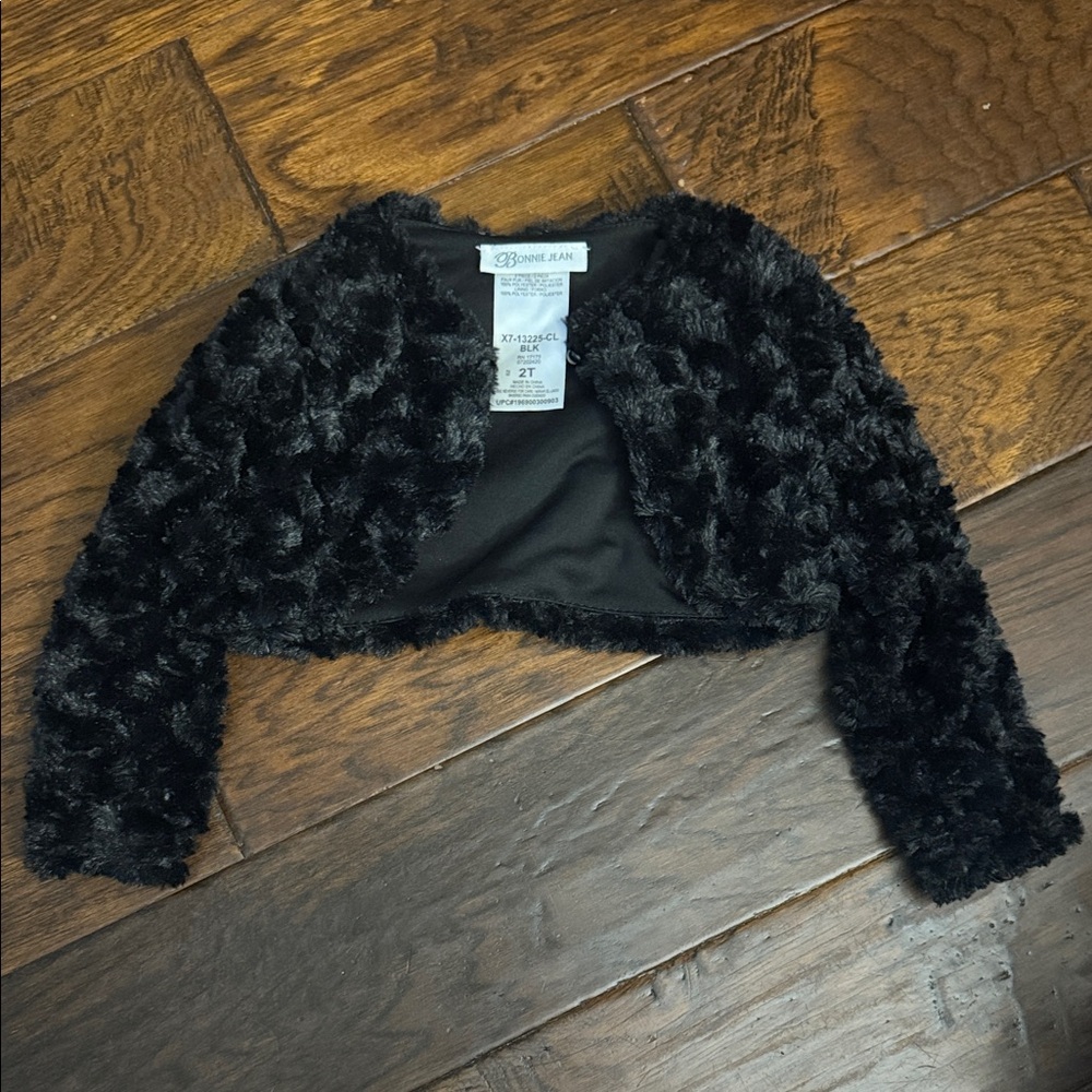 Bonnie Jean Black Faux Fur Jacket
